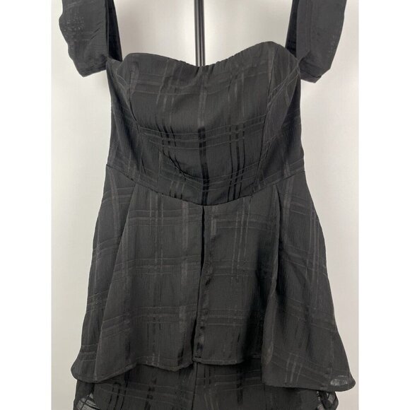Selfie Leslie Black Jessa Hi-Low Chiffon Flowy Summer Brunch Romper Size M - Picture 3 of 9